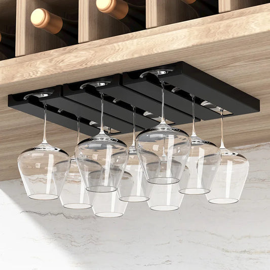 Kitchen under Cabinet Free Punching Holder Wine Glass Rack Multi-Function Classification Stemware Glass Cup Hanging Holder